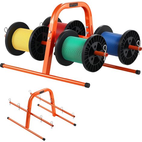 Support de Bobines de Fil, Capacité 45 kg, Distributeur de Câbles Manuel, Support en Tube d'Acier Robuste, pour Rangement Jusqu'à 8 Bobines de Diamètre Maximal de 24 cm dans Diverses Conditions (1/5)