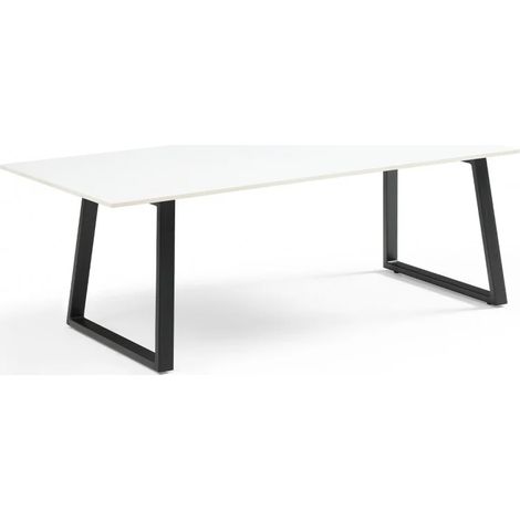 Table basse 120x60 cm céramique blanc pieds luge - OREGON 02 (1/5)