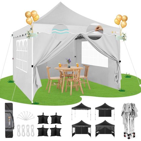 Faltpavillon 3x3m Wasserdicht, Stabil, Winterfest mit 4 Seitenwänden (1/5)