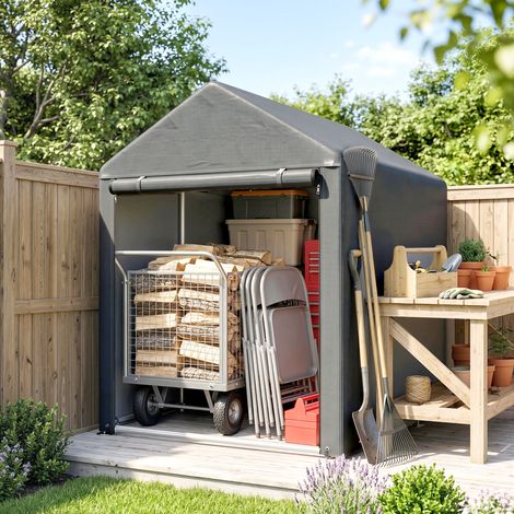 Abri jardin tente stockage portable cadre métal galvanisé grande porte 1,2x1,8 m (1/5)