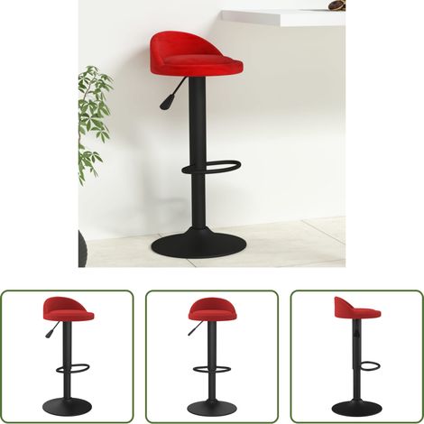 Chaise de bar - Tabouret de bar Rouge bordeaux Velours (1/5)