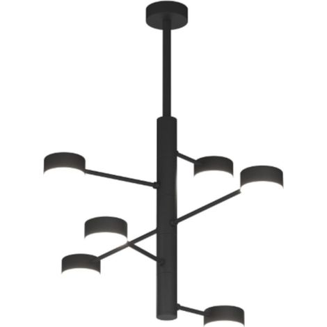 Lampadario moderno top light octopus 1227 6 gx53 led orientabile metallo, finitura metallo nero