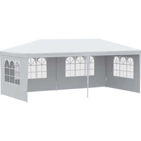 Gazebo da Giardino 580x290x250 cm con Pareti Rimovibili e Finestre Trasparenti Bianco (1/5)