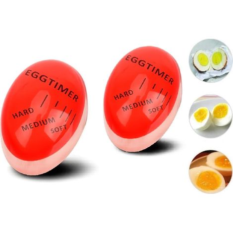 Timer per uova alla coque, indicatore di cottura (uova sode/medie/morbide), riutilizzabile all'infinito (2 pezzi)