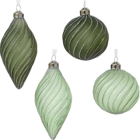 Decoris Pallina di Natale in Vetro Glitterata Elegante e Festiva - 8cm (1/2)
