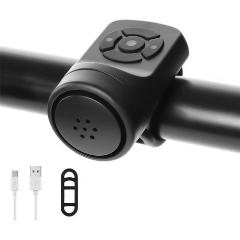 Bocina para bicicleta, bocina recargable por USB, apta para bicicletas de montaña, patinetes y bicicletas eléctricas, fácil de instalar, accesorio pa (1/5)