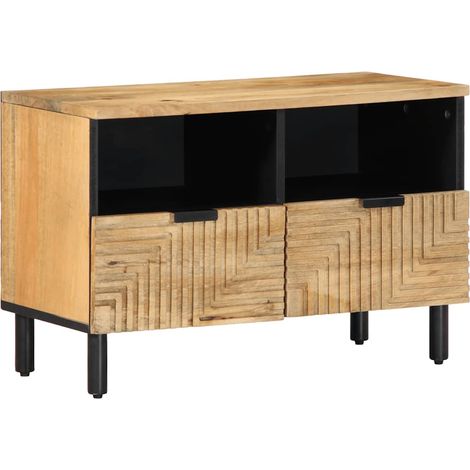 Mobile porta TV moderno con ampio spazio di archiviazione 70 x 33 x 46 cm in legno di mango marrone 020057736