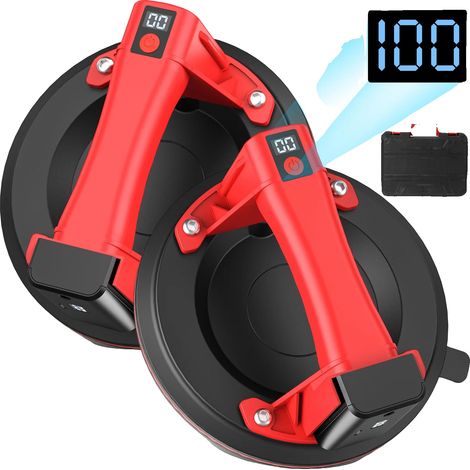 Ventosa, capacidad de carga de 200 kg, pantalla LED inteligente, 2 unidades, color rojo. (1/2)