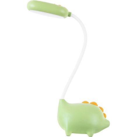 Lampe de bureau tactile USB flexible en forme de dinosaure, lampe de bureau LED à col flexible, luminosité réglable, vert (1/4)