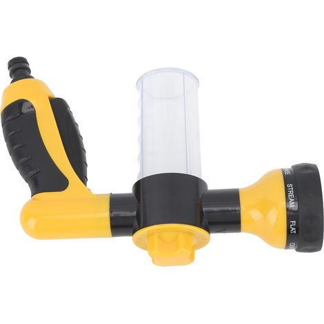 Accessoire de tuyau de lavage pour chien, buse de pulvérisation ergonomique avec flacon distributeur de savon épais, jaune (1/5)