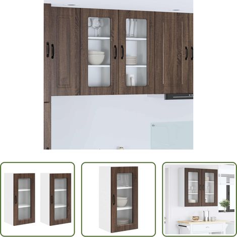 vidaXL Küchenwandschrank - Küchenschrank Kalmar 2 pcs Braun Eichen-Optik 40 x 31 x 80 cm (1/5)