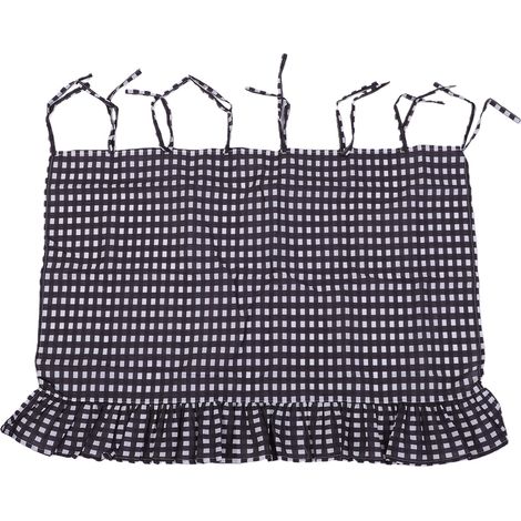 Rideau de four de style ferme fait main, facile à installer, résistant à la chaleur et compatible lave-vaisselle, jupe décorative pour la cuisine, à carreaux noirs et blancs. (1/5)