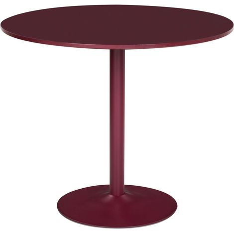 Table de Cuisine Rustique Bohème Plateau en MDF 90 cm Base en Fer Peint et Thermolaqué Bordeaux Tino (1/5)