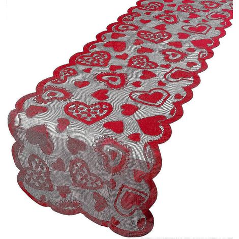 Chemin de table rouge « Amour » pour la Saint-Valentin, 33 x 183 cm, linge de table, décoration de mariage (style A) (1/5)