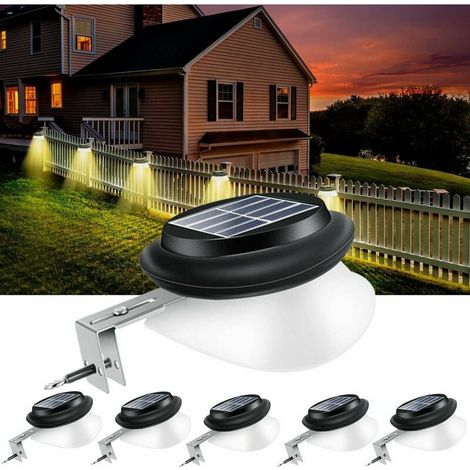 Lampes solaires de jardin - Lampes solaires blanc chaud 100 lm pour allées et clôtures extérieures, indice de protection IP55, lot de 6 pour l'éclairage