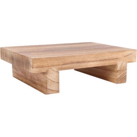 Pouf en bois massif 25 x 18 x 7 cm – Repose-pieds mobile pour salon et chevet – Surface lisse et durable – Accessoire pratique (1/5)
