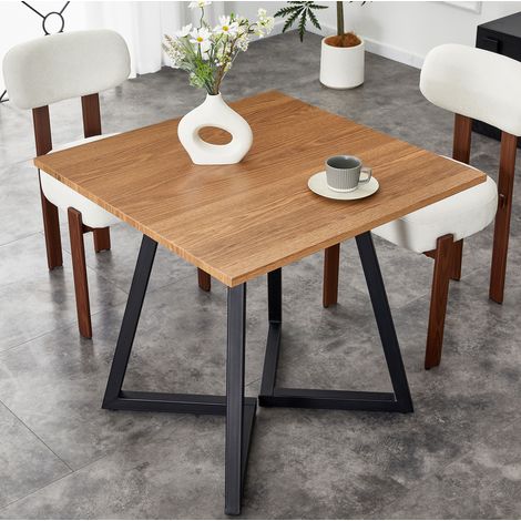 Table de salle à manger cuadrada de madera y metal negro/marrón 80x80x75 cm para 4 personas (1/5)