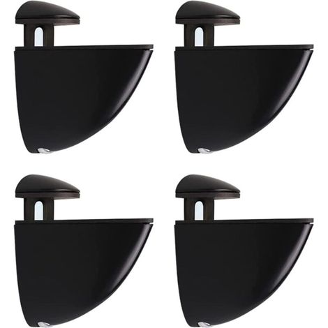 Lntyq Support D'étagère en Verre Réglable,4 Pièces Support Etagere Verre, Pince Verre Réglables en Alliage de Zinc pour Étagère en Bois/Verre de 2 à 23 mm Épaisseur (Noir)