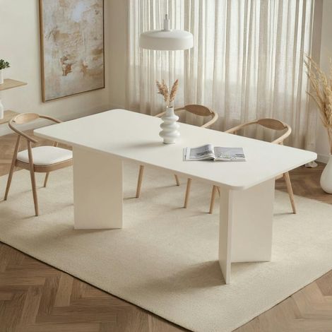 Table à manger blanche bords ronds 180 cm MARFA