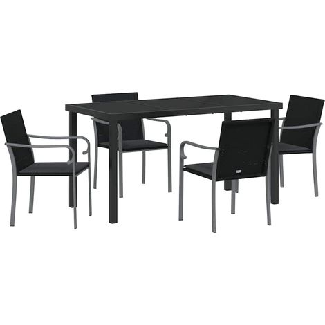 Maison Exclusive - Set da Pranzo per Giardino 5 pcs Nero e Grigio Rattan in PE (1/5)