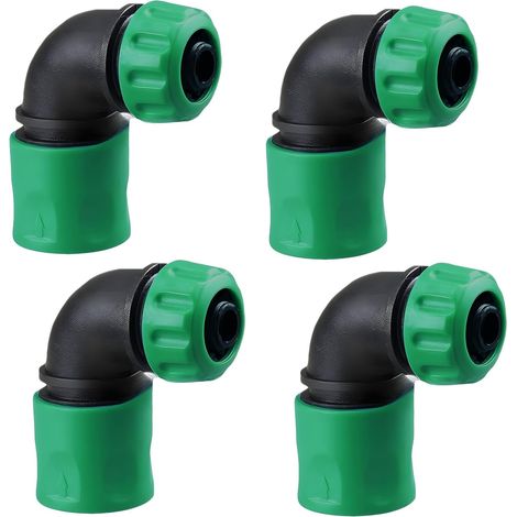 Lot de 4 raccords rapides coudés pour tuyau d'arrosage, raccord rapide 1/2, raccord coudé pour robinet de tuyau d'arrosage, irrigation, lavage de voiture, arrosage du jardin (vert) (1/5)