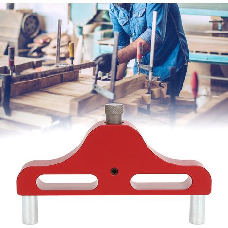 Outil de centrage pour le travail du bois, en alliage d'aluminium, 95 mm, bleu/rouge