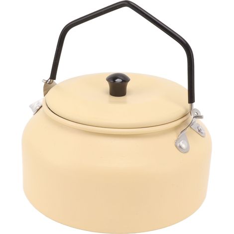 Bouilloire de camping 0,9 L, multifonctionnelle, en alliage d'aluminium de qualité alimentaire, portable, pour le camping, les pique-niques et la randonnée en plein air, couleur kaki. (1/5)
