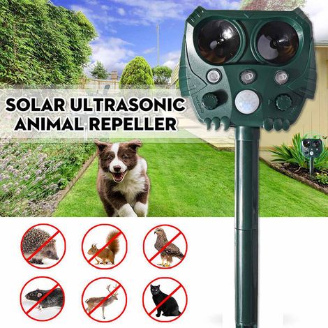 Répulsif Chat, Ultrasons et LED, Eloigner Les Chats, Les Chiens et Les Renard pour Jardins et Champs, avec Détecteur de Mouvement, Chargement d'énergie Solaire et du Câble USB (1/4)