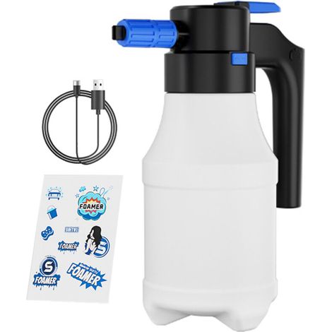 Pulvérisateur de mousse électrique pour voiture 1,5 L Pulvérisateur de mousse électrique sous pression pour lavage de voiture avec pompe sans fil rechargeable USB 2000 mAh Pulvérisateur de mousse pou (1/5)