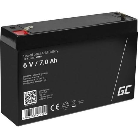 GreenCell® Rechargeable Batterie AGM 6V 7Ah accumulateur au Gel Plomb Cycles sans Entretien VRLA Battery étanche Résistantes (1/4)