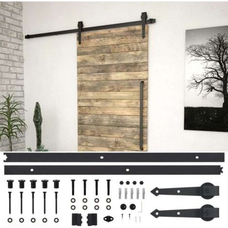 Kit de fixation pour porte coulissante 200 cm Acier Noir