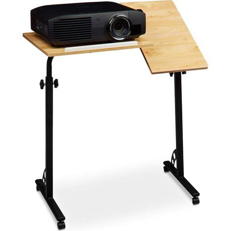 Table ordinateur portable HxlxP: 110 x 80 x 50 cm hauteur réglable roulettes table bout de canapé table de lit bureau informatique, bois chêne (nature), Beige (1/5)
