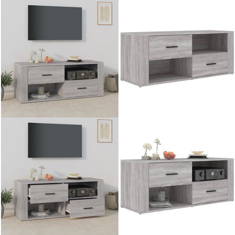 Meuble TV Sonoma gris 100x35x40 cm Bois d'ingénierie - Meubles Tv - Meuble Tv - Support Tv - Unité Tv - Meuble Audio - Home & Living (1/5)