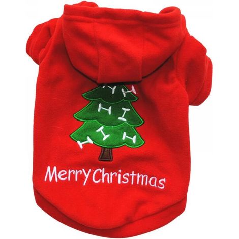 Déguisement pour chien, sweat à capuche et bonnet pour animal de compagnie, motif de Noël, petit chiot, chat, fourrure, vêtements pour animaux, hiver (1/4)