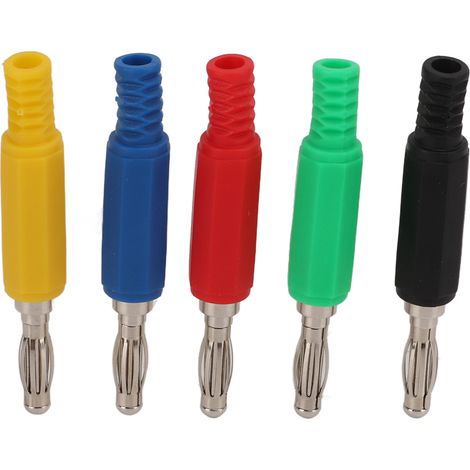 Lot de 10 fiches bananes 4 mm (0,2 pouce) en laiton et PE, avec boîtier isolant spiralé, pour accessoires de sécurité. (1/5)