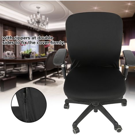 Elastischer, dehnbarer Stuhlsitzbezug aus Stoff für Bürostühle (Schwarz) (1/5)
