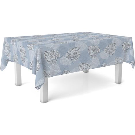 Nappe Toile cirée Anti-Taches Lavable carrée 140x140 cm Sil Bleu (1/5)