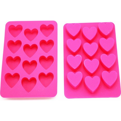 Moule en silicone pour glaçons, moules à glaçons en forme de cœur, rose (1/3)