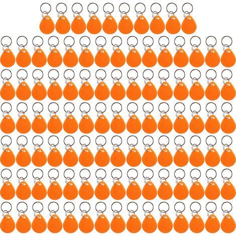Lot de 100 badges de porte 125KHz sans contact, cartes d'identification de proximité orange, clés à lecture seule pour contrôle d'accès (1/5)