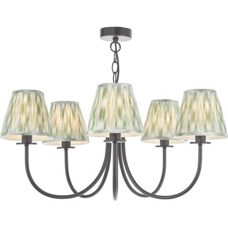Dar Becca Suspension Becca à 5 lumières, bras articulés, noir mat avec abat-jour (1/2)