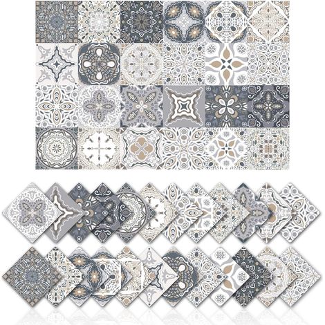 Pegatinas para azulejos de baño y cocina, 24 unidades, 15 x 15 cm, impermeables, de PVC, para decoración de pared, mosaicos de cemento.