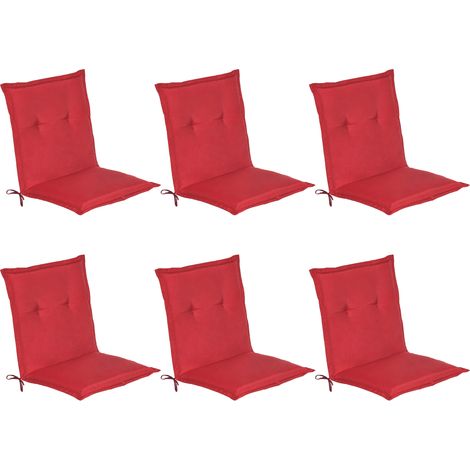 6er Set Niedriglehner Auflage Gartenstuhl Loft NL 100x50x6cm Rot