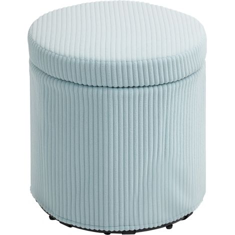 Pouf tapissé en pana bleu clair Ø40x41 cm avec structure acier stable et rembourrage doux (1/5)