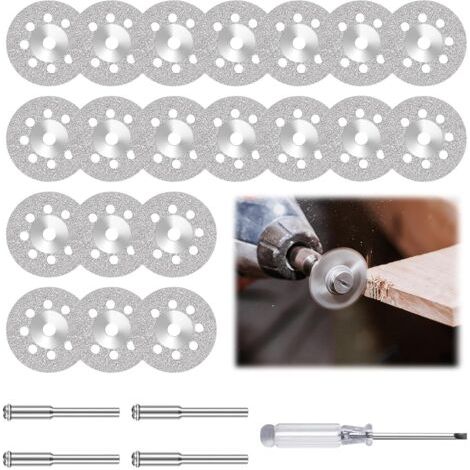 BUNTHAUS 25 Pcs Mini Disque Diamant à Tronçonner pour avec Mandrin de 3mm pour Coupe Pierre, Verre, Céramique (1/5)