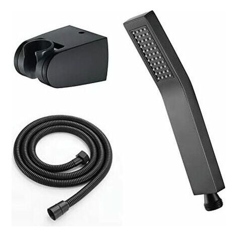 Pommeau de Douche en Laiton Douchette à Main avec Tuyau Pommeau de Douche à Main Fonction Unique Pommeau de Douche Anti Calcaire avec Sortie d'Eau en Silicone,Noir (1/4)