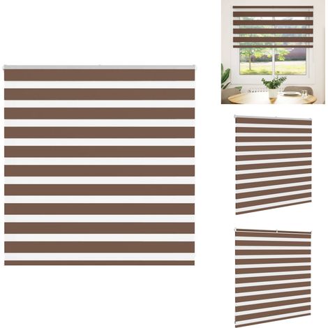 The Living Store Store zèbre marron 150x100cm largeur du tissu 145,9cm polyester - Store à deux couches (1/5)