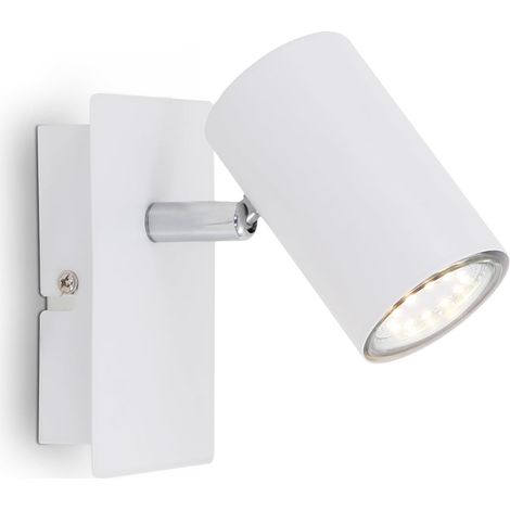1 Spot mural orientable, Métal blanc, Douille GU10, Max 40W, Pour salon chambre couloir (1/5)