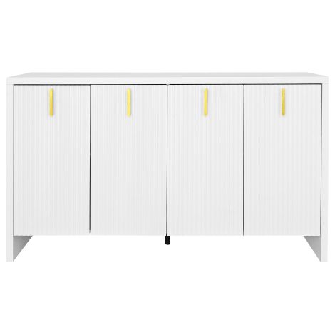 Buffet blanc moderne poignées dorées étagères réglables rangement (1/5)