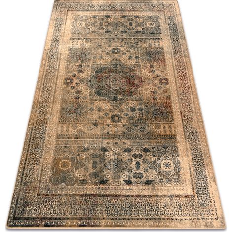 Tappeto di lana OMEGA MAMLUK Rosone vintage crema beige 200x300 cm