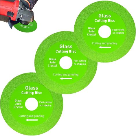 3 Pièces Disque à Tronçonner Verre, 115 x 22,23 mm Disque à Tronçonner Verre, Disque Diamant, Meuleuse d'angle Lames pour Jade, Cristal, Bouteilles de Vin, Céramique (Vert) (1/5)